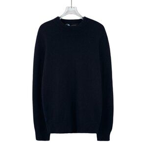 Louis Vuitton Deep Blue Back Logo Jacquard All-Over Print Cashmere Crewneck Long